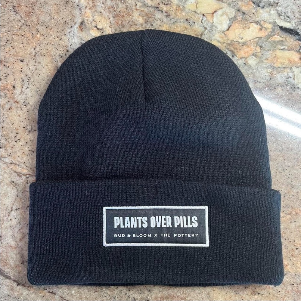 Plants Over Pills Black Beanie 🍄